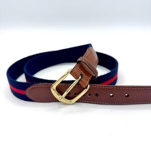 Brown and Navy Belt with Gold Buckle